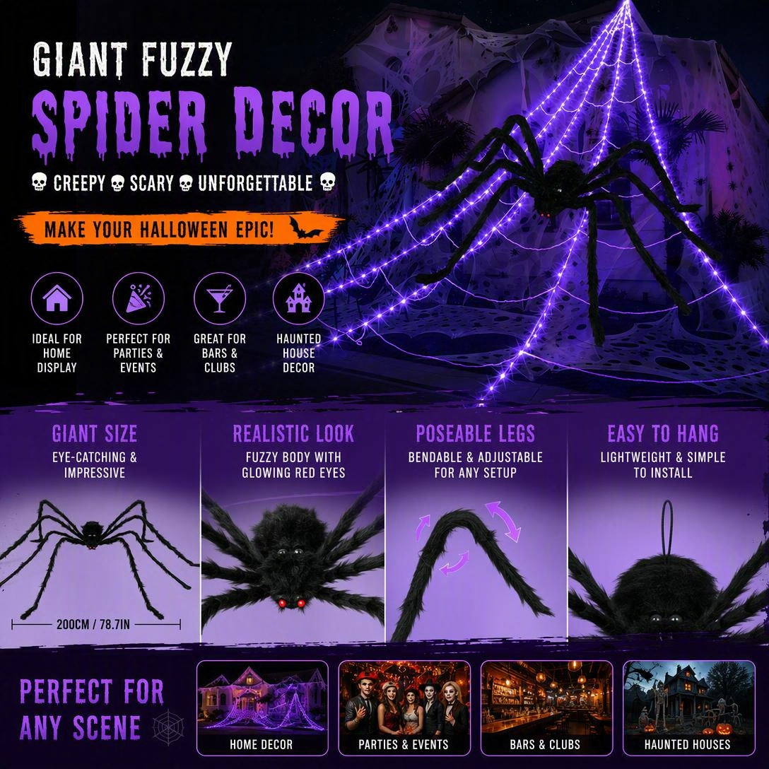 🎃 🕷️Halloween Hot Sellers 👻Halloween glowing spider web lights--🥰