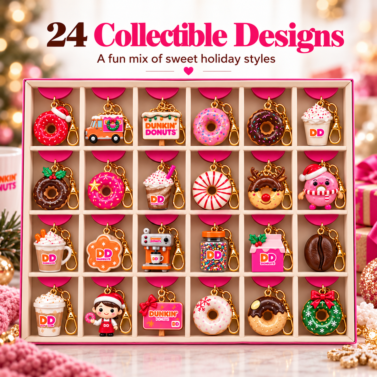 🔥Last Day 50% OFF🍩 Dunkin’ Donuts 24-Day Christmas Advent Calendar – Collectible Countdown Gift For Donut Lovers