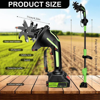 Arviennes™ Multifunctional 2-in-1 Cordless Tiller & Cultivator with Telescopic Pole