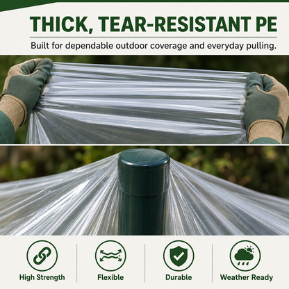 ☀️Clear Waterproof PE Tarp, Transparent Outdoor Cover with Metal Grommets🛡️