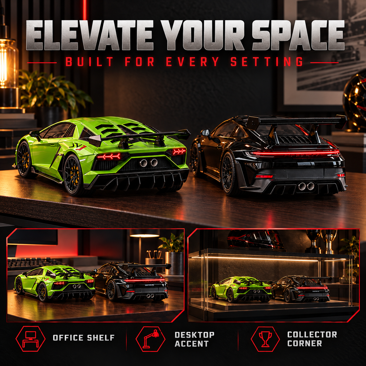 🏎️ Track-Inspired Sports Car Display Model – Exhaust Mist Effect Collector Decor