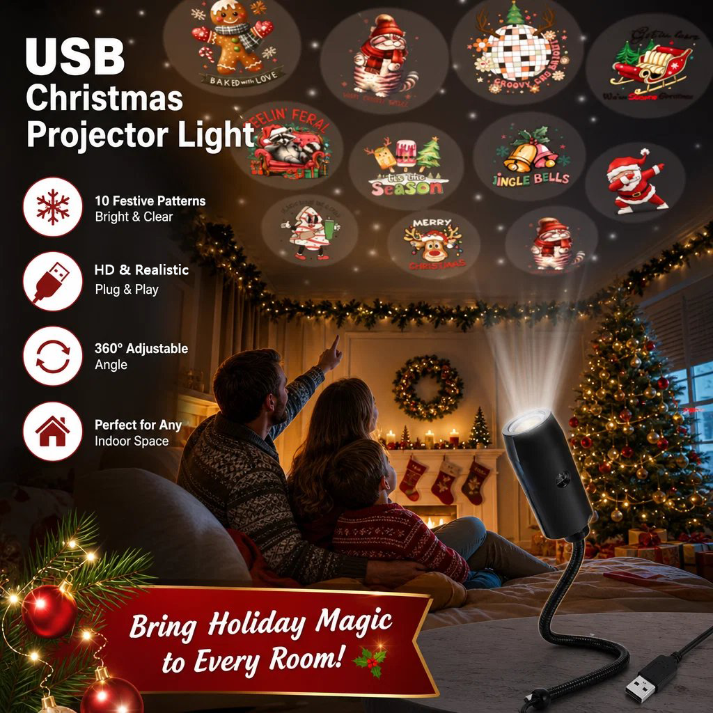 ✨HD Christmas Projector – 6 or 10 Festive Scenes