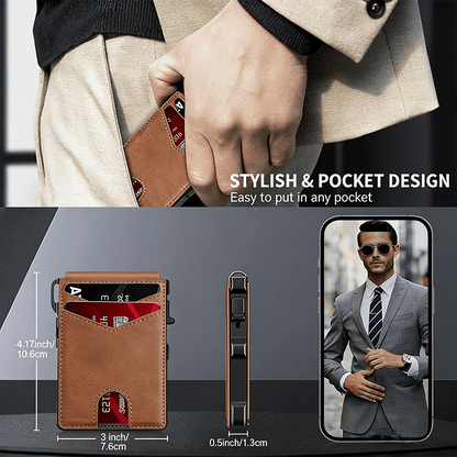 🔥Slim Pop-Up RFID Wallet for Men – Secure Aluminum Card Holder with Cash Slot & ID Window