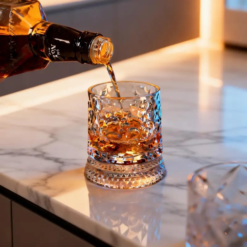 🥃 Luxurious 360° Rotating Crystal Glass — Starburst-Faceted, Stress-Relieving Whiskey & Red Wine Tumbler(300ml)