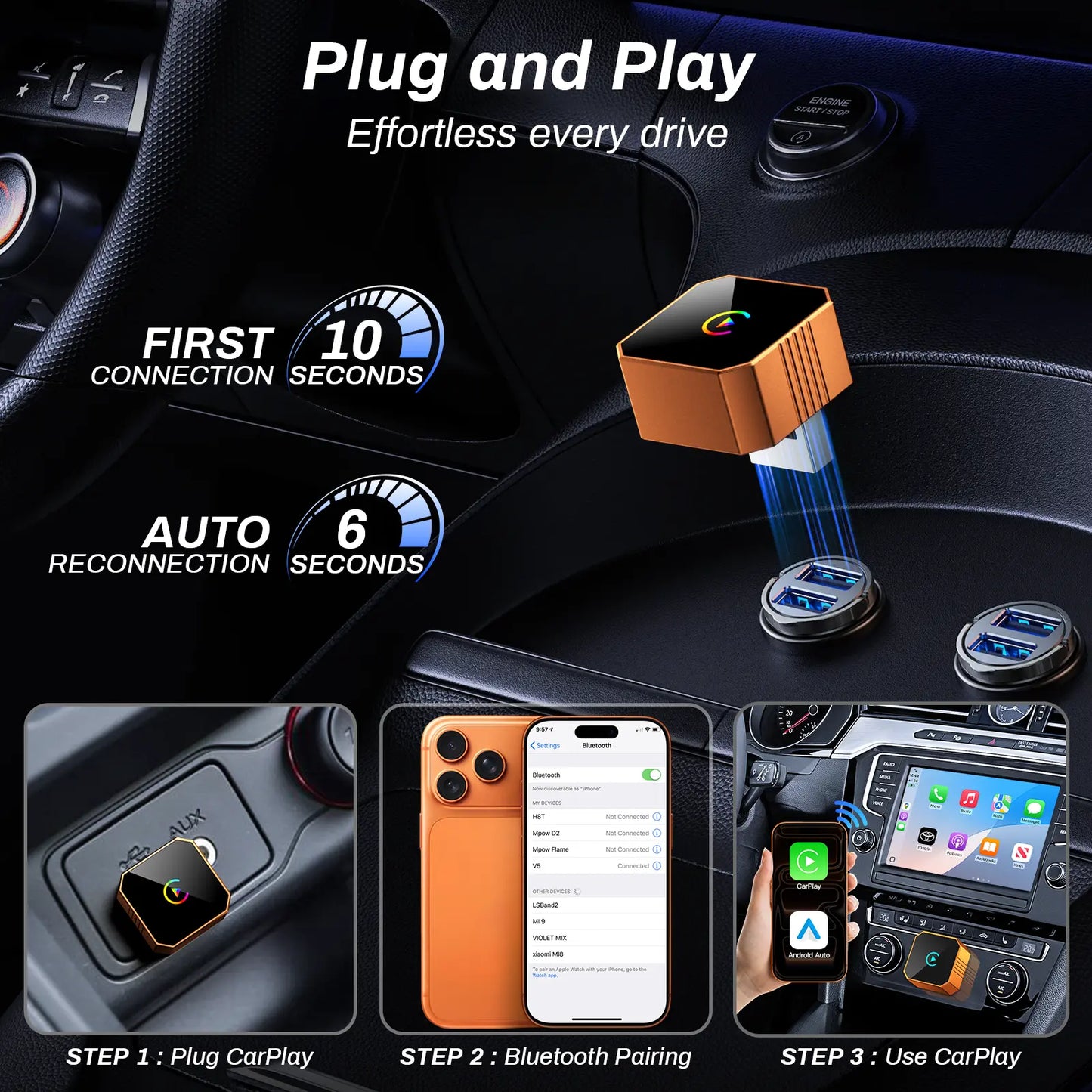 Aimoon Mini Wireless CarPlay & Android Auto Adapter 2026