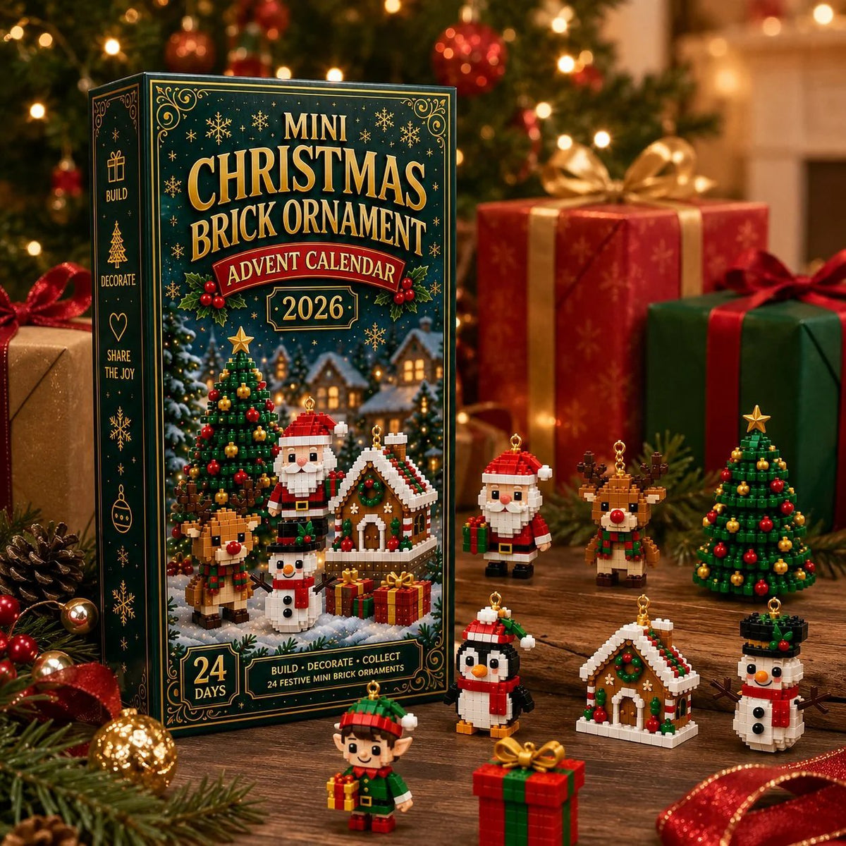 ⏳ Last day to save 50% – 🎄 24-Day Mini Christmas Ornament Advent Calendar | buildable designs with hanging loops 🧱