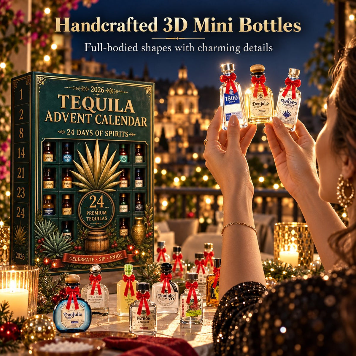 🔥24 Days Mini Tequila Bottle Advent Calendar Blind Box | Holiday Decor & Collector Gift
