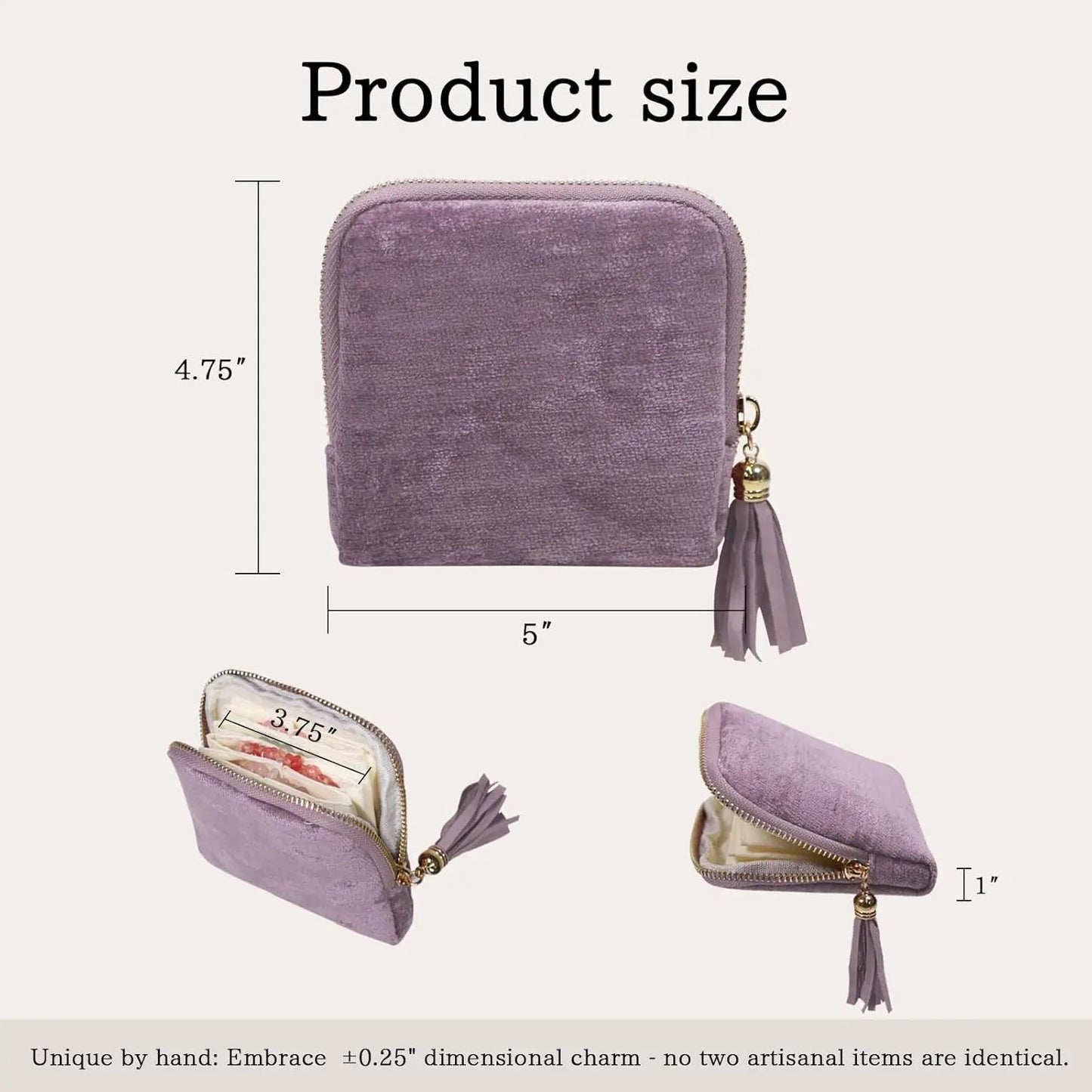 Travel Jewelry Bag Organizer with Tassel Zipper