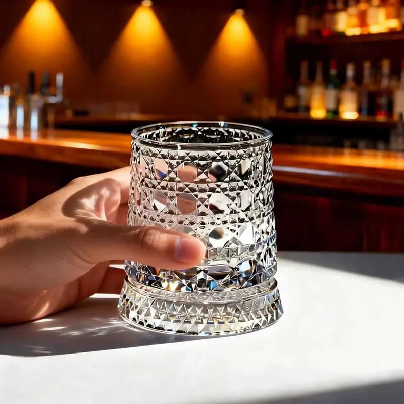 🥃 Luxurious 360° Rotating Crystal Glass — Starburst-Faceted, Stress-Relieving Whiskey & Red Wine Tumbler(300ml)