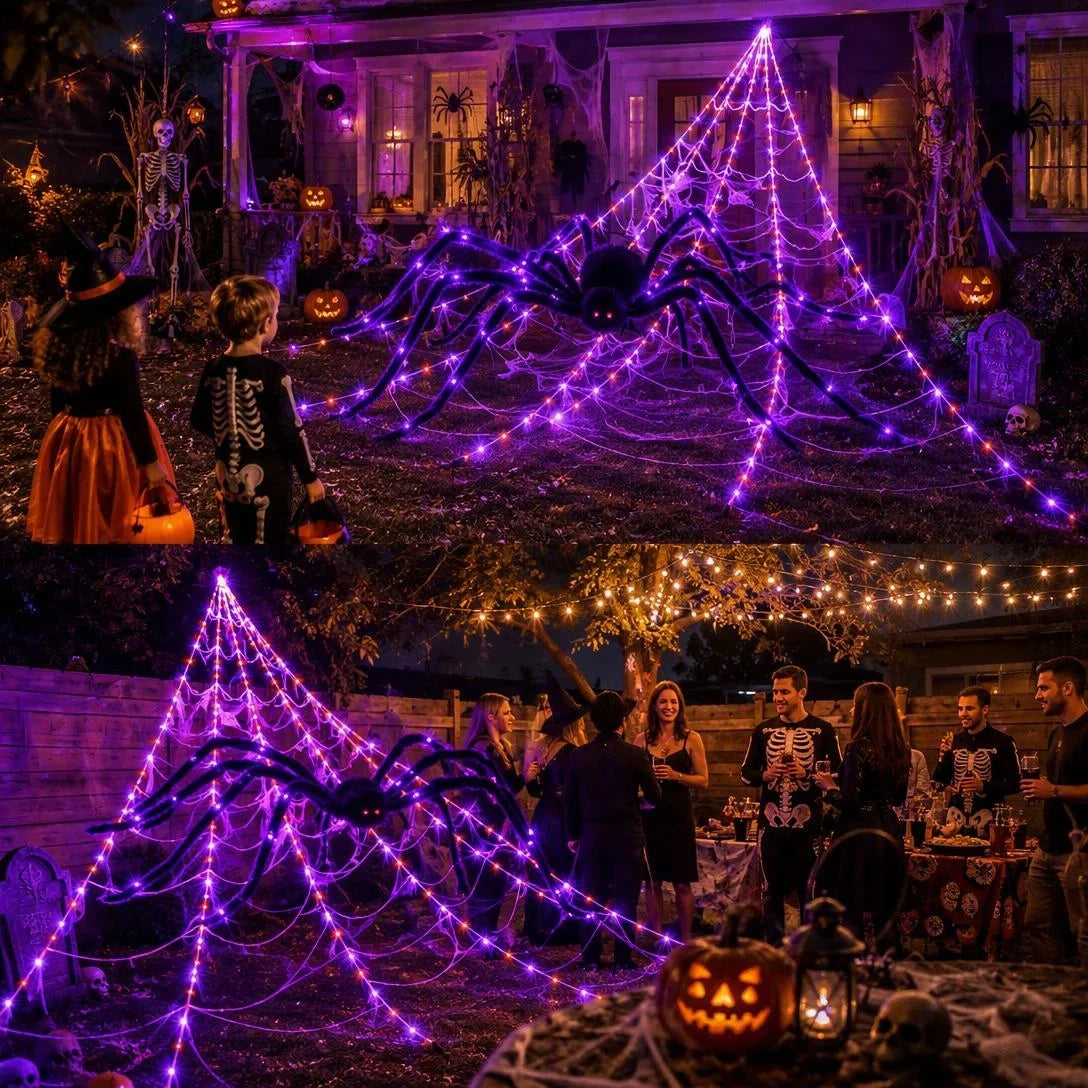 Oversized Halloween Spider Web Lights – 5M