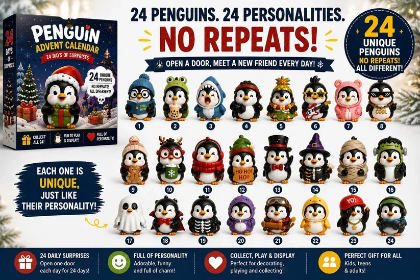 🎁🐧 24 Days of Penguin Surprises Advent Calendar – 24 Unique Penguins, 3 Fun Editions