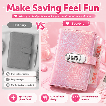 💰 Lockable Cash Savings Binder with 100 Pages