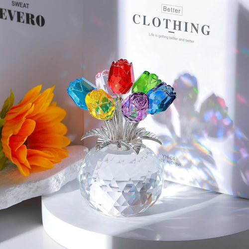 💖Hot Sale 49% OFF💎Crystal Colorful Rose Flower Vase