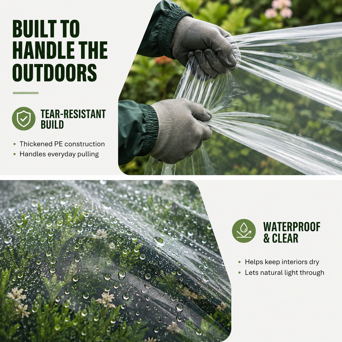 ☀️Clear Waterproof PE Tarp, Transparent Outdoor Cover with Metal Grommets🛡️