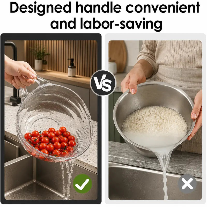⚡Aesthetic Multifunctional Rice Strainer with Handle