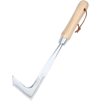 ⚡Wooden Handle Crevice Weeder, Stainless Steel Manual Grass Remover for Patio, Pathways & Yards