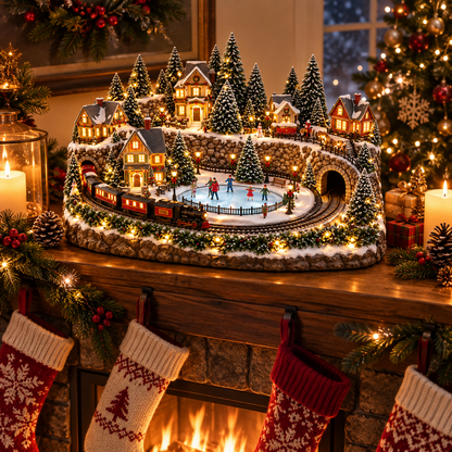 🔥Last day to save 49% –🎄 Animated Holiday Train & Ice Rink Scene