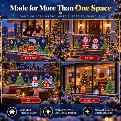 🎄 Smart RGB Pixel Curtain Lights – App-Controlled Animated Holiday Display for Balcony & Window Decor-1.6m*1.6m