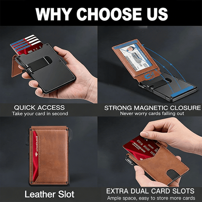 🔥Slim Pop-Up RFID Wallet for Men – Secure Aluminum Card Holder with Cash Slot & ID Window