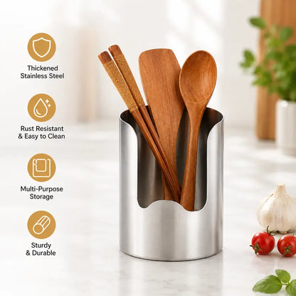 1 Count, Thickened Stainless Steel Utensil Organizer, Rust Resistant Easy to Clean Multi-purpose Storage Holder for Kitchen Countertop