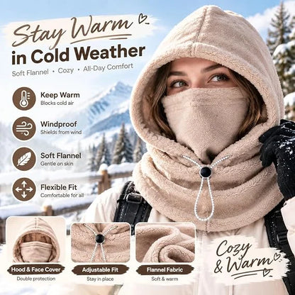 🔥🎁3-in-1 Winter Fleece Balaclava Hood With Adjustable Drawstring