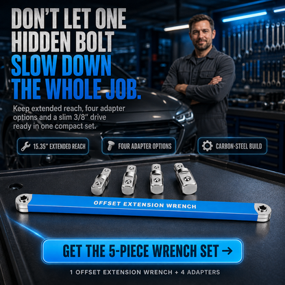 ⚡3/8' Offset Extension Wrench Set – Reach Tight Bolts Without Removing Parts
