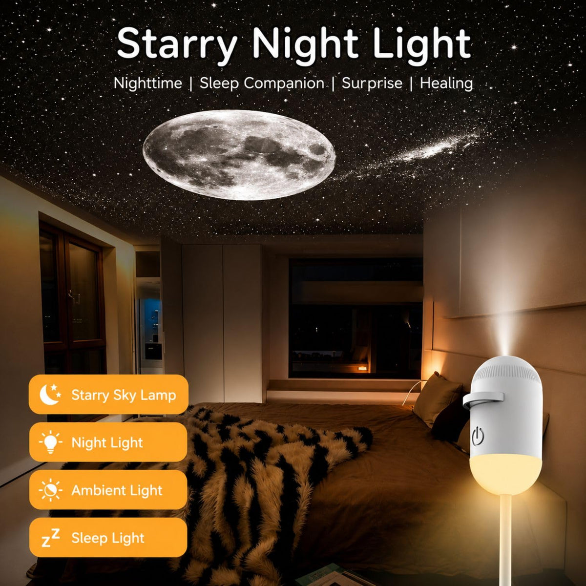 ✨🔭2-in-1 Galaxy Projector Night Light | USB Mini Star & Moon Projector for Bedroom, Adjustable Brightness, 360° Projection
