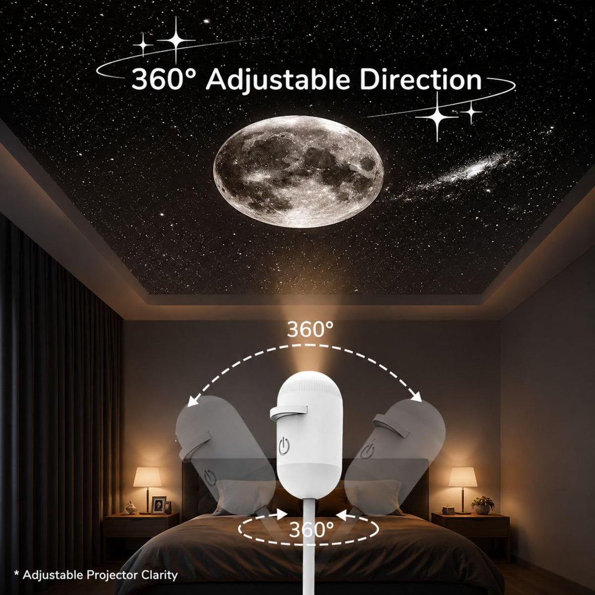 ✨🔭2-in-1 Galaxy Projector Night Light | USB Mini Star & Moon Projector for Bedroom, Adjustable Brightness, 360° Projection