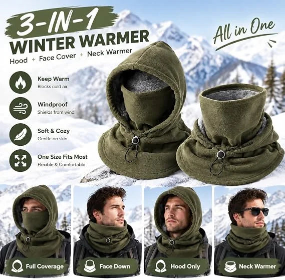 🔥🎁3-in-1 Winter Fleece Balaclava Hood With Adjustable Drawstring