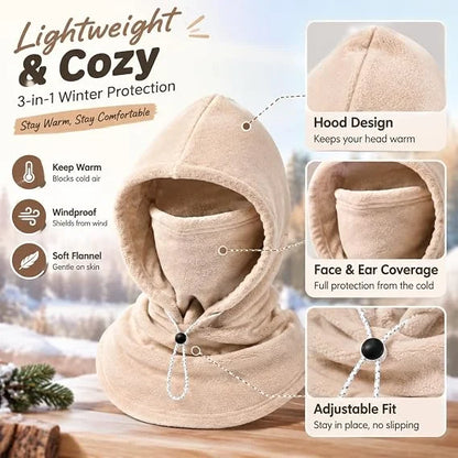 🔥🎁3-in-1 Winter Fleece Balaclava Hood With Adjustable Drawstring