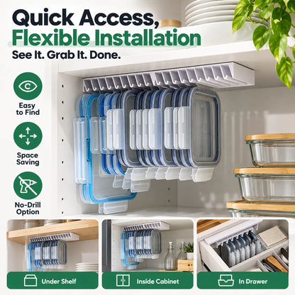 🍱5-Slot Food Container Lid Organizer – 2-Pack
