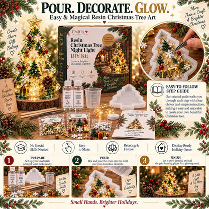 🎄Beginner-Friendly Resin Christmas Tree Night Light DIY Kit✨