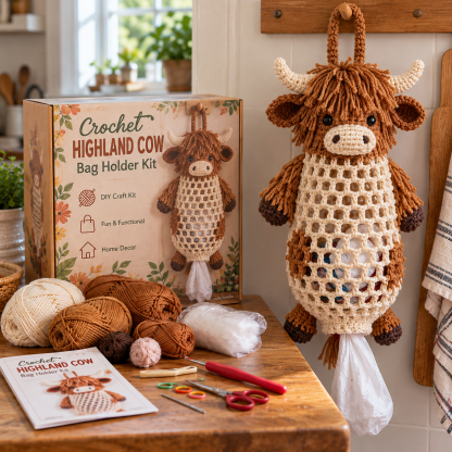 🎉Crochet Animal Bag Holder DIY Kit – Cute & Functional Hanging Storage Craft Kit🎉