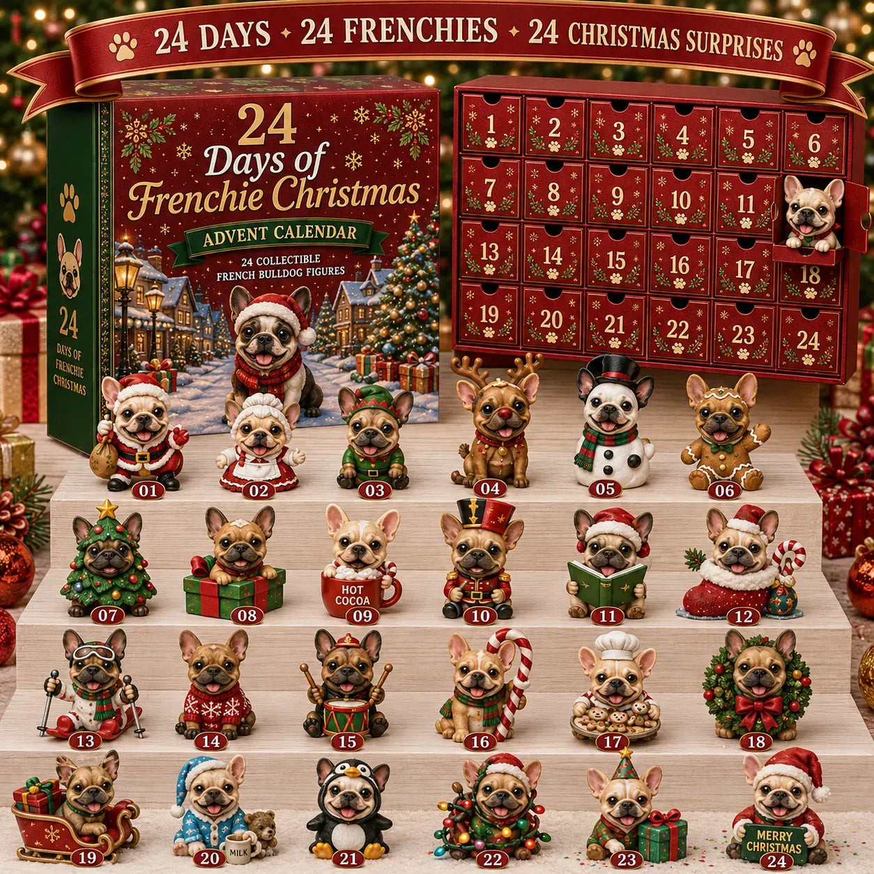 🐶 24-Day Dog Advent Calendar – 47% OFF Last Day, 24 Puppy Figures with Costumes