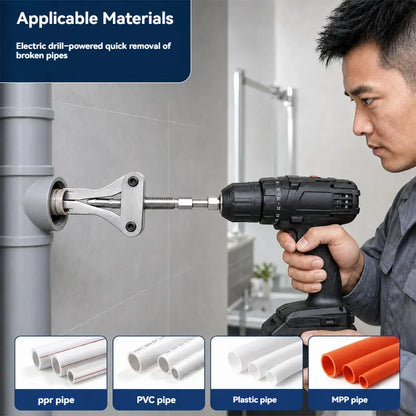 Broken Pipe Thread Extractor, Universal 1/2" 3/4" 1" Pipe Nipple Remover, Drill Powered Broken Thread Removal Tool