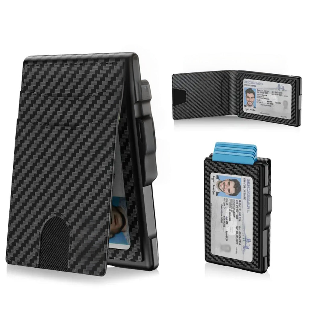 🔥2026 New Wallet for Men - Pop Up Case, Cash Slot, and Credit Card Slot - Aluminum Wallet with RFID Blocking, Minimalist Leather Wallet Front Pocket with ID Window
