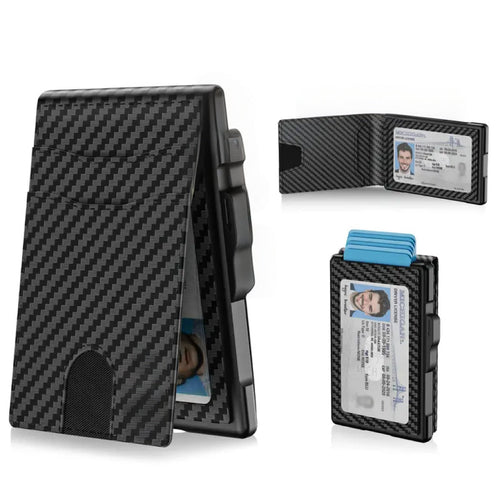 🔥2026 New Wallet for Men - Pop Up Case, Cash Slot, and Credit Card Slot - Aluminum Wallet with RFID Blocking, Minimalist Leather Wallet Front Pocket with ID Window
