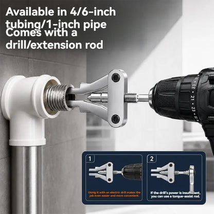 Broken Pipe Thread Extractor, Universal 1/2" 3/4" 1" Pipe Nipple Remover, Drill Powered Broken Thread Removal Tool