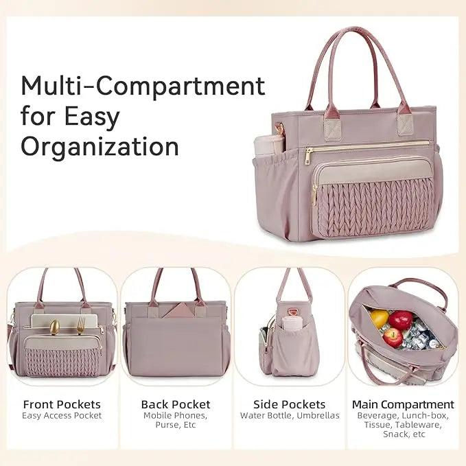 Stylish Leakproof Cooler Bag with Adjustable Strap & Side Pockets