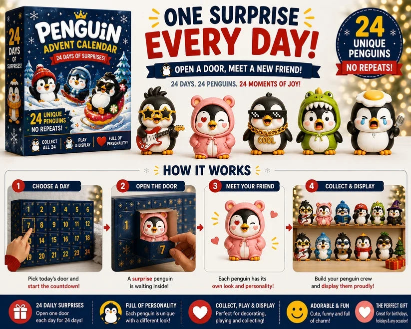 🎁🐧 24 Days of Penguin Surprises Advent Calendar – 24 Unique Penguins, 3 Fun Editions