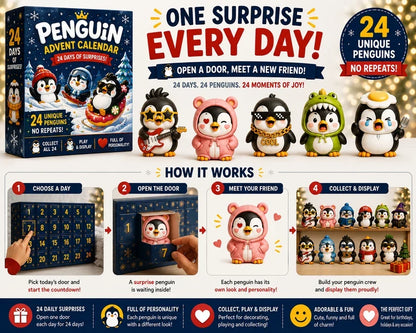 🎁🐧 24 Days of Penguin Surprises Advent Calendar – 24 Unique Penguins, 3 Fun Editions