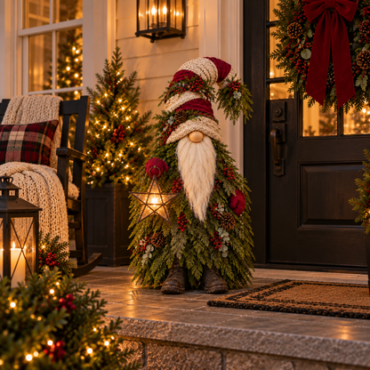 💫Evergreen Star Gnome™ Lighted Christmas Woodland Decor