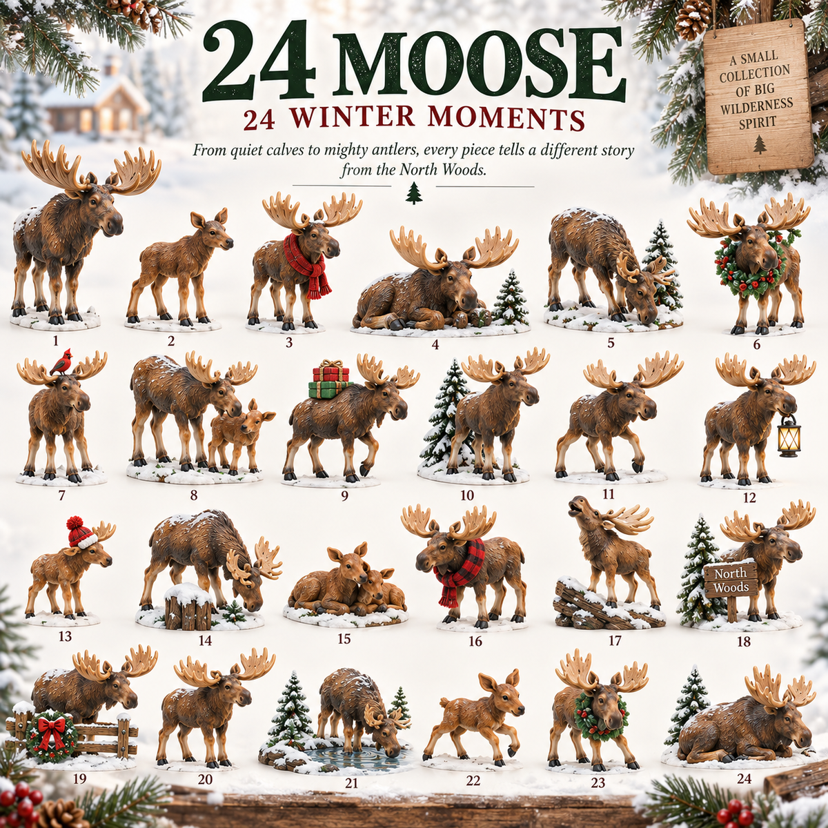 🌲24 Days of Moose – 24-Piece North Woods Christmas Collection