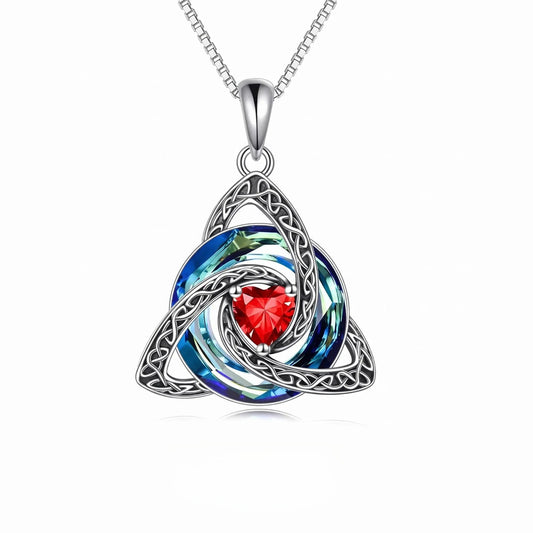 ✨Birthstone Celtic Trinity Knot Necklace – Silver-Plated Crystal Pendant Jewelry