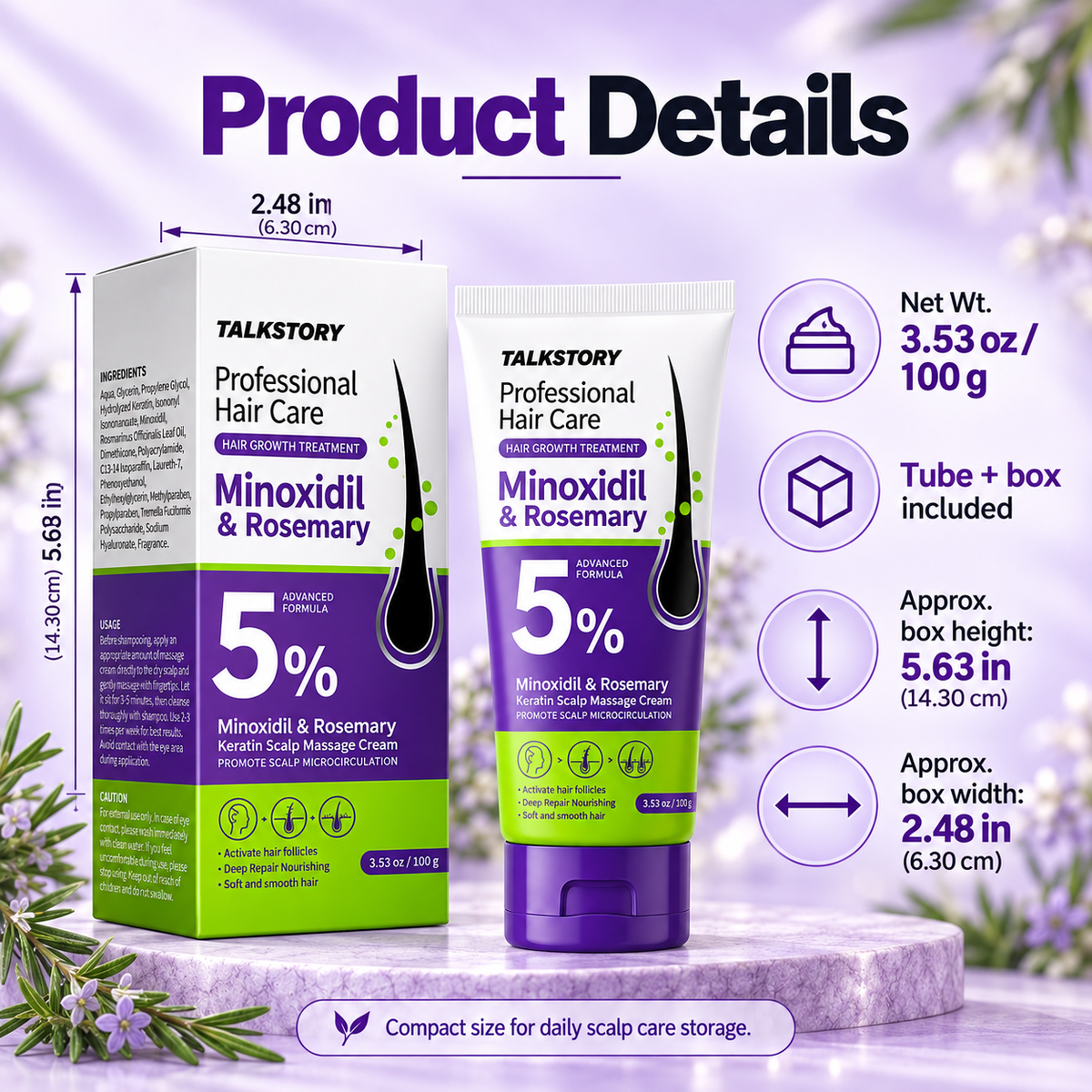 ✨5% Minoxidil & Rosemary Scalp Massage Cream with Keratin