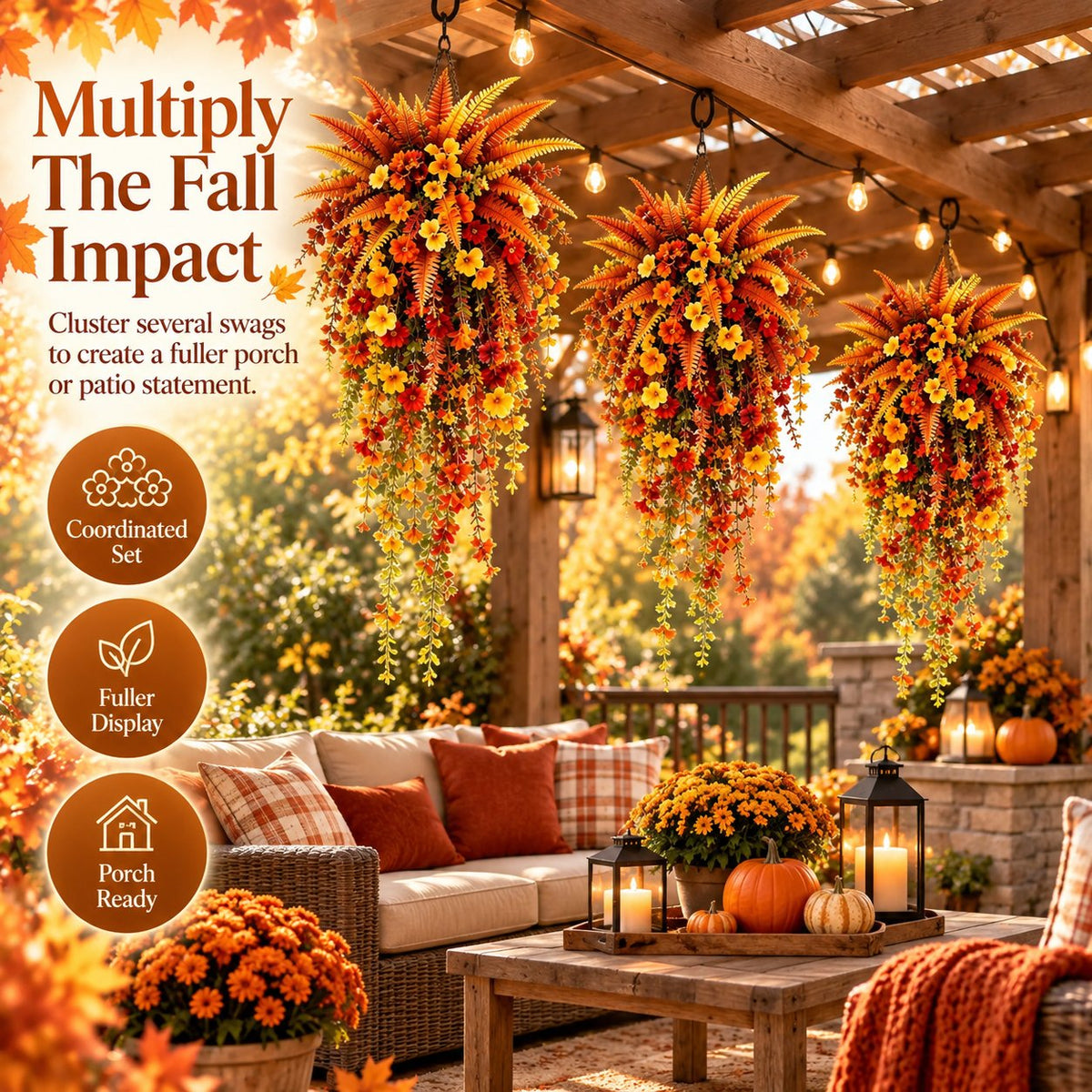 ⚡Autumn Cascading Floral Hanging Swag