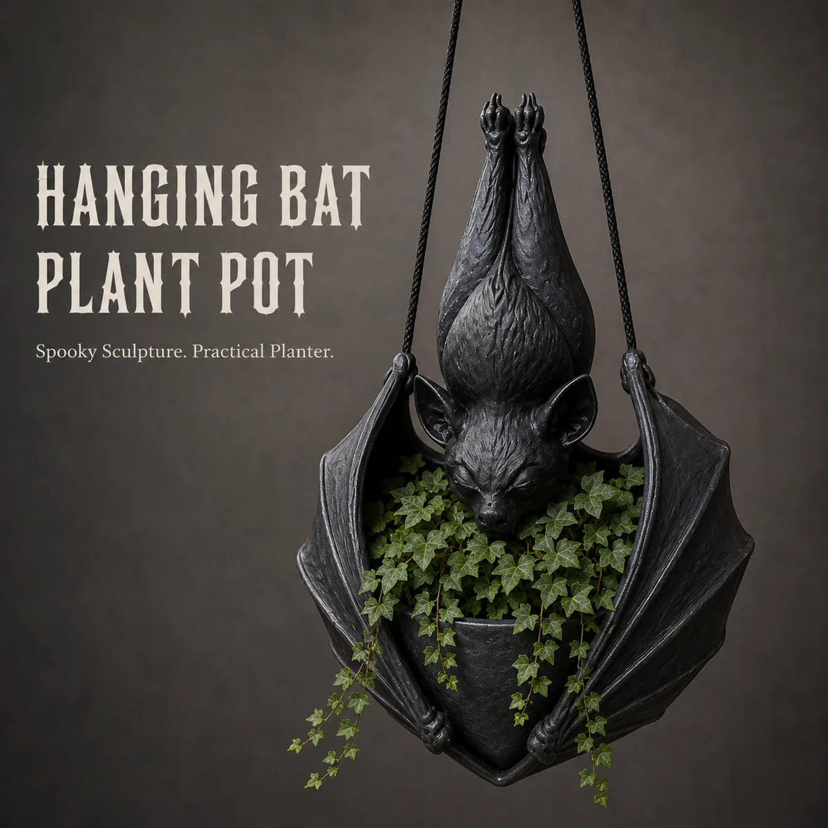 🦇 Upside‑Down Hanging Bat Planter