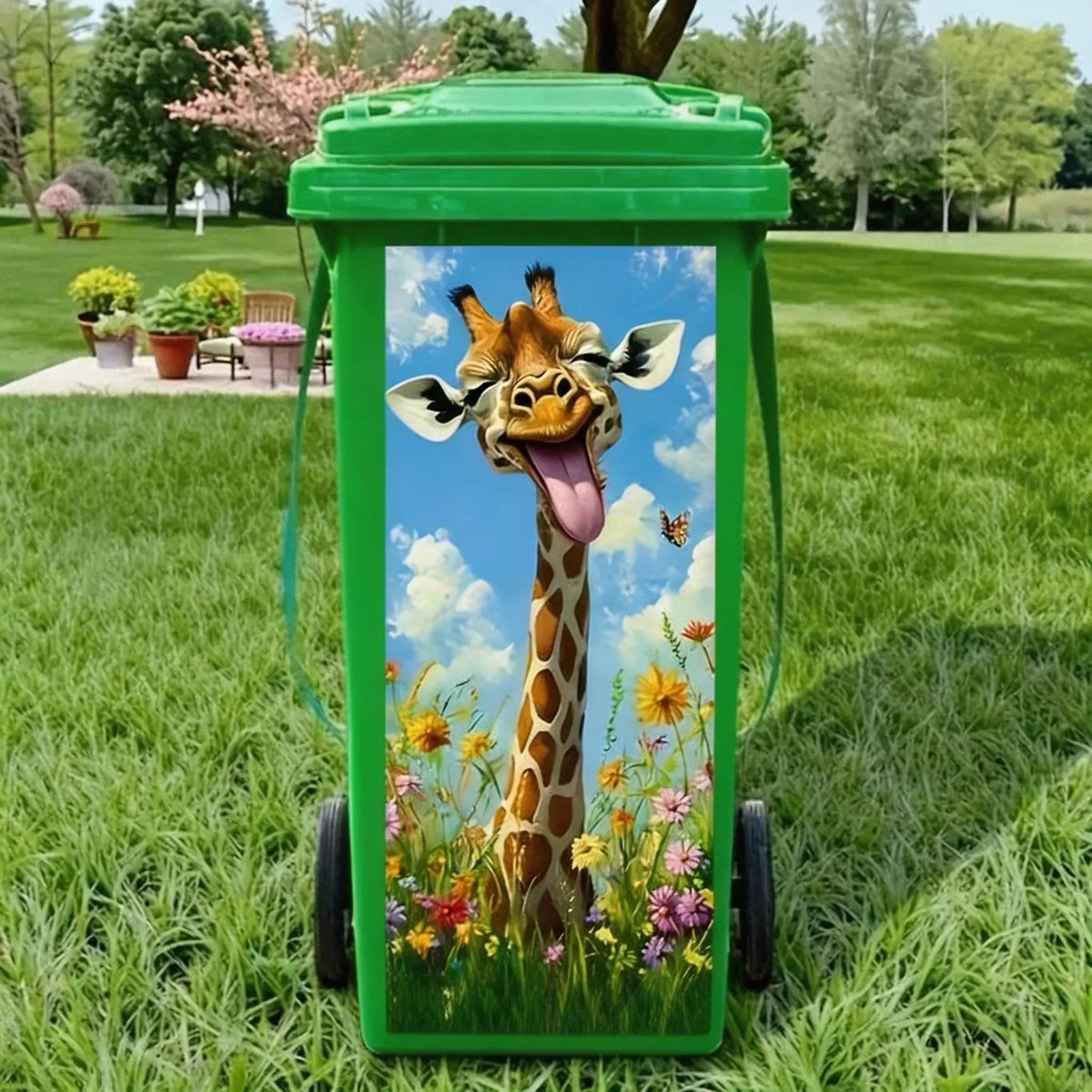 ⚡ Creative Trash Can Sticker with Colourful Cartoon