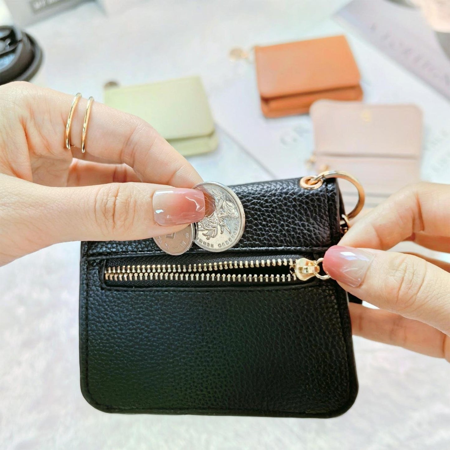 👛RFID Short Wallets for Women – Fashionable Card Holder with Key Ring & Coin Purse