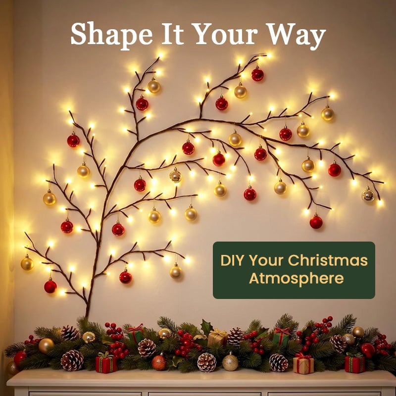 🎄✨New-2026 Flexible LED Branch Lights with Remote | Christmas Bendable Vine Wall Decor